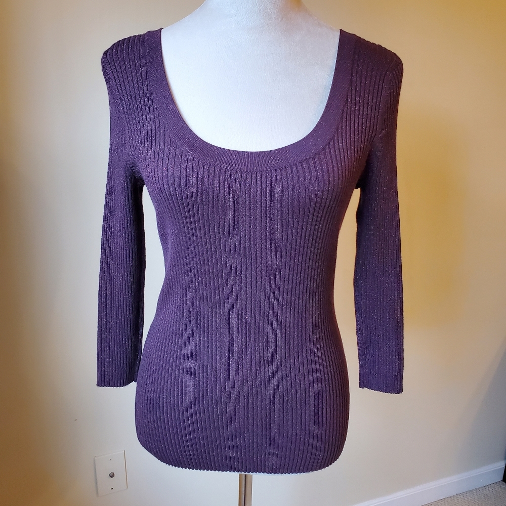 Girl' sweater, Apostrophe, size M (10-12), majestic berry color (dark pu…
